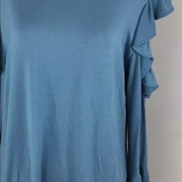 Karl Lagerfield large slate blue long sleeve crew neck tee with cold shoulder - Picture 11 of 15
